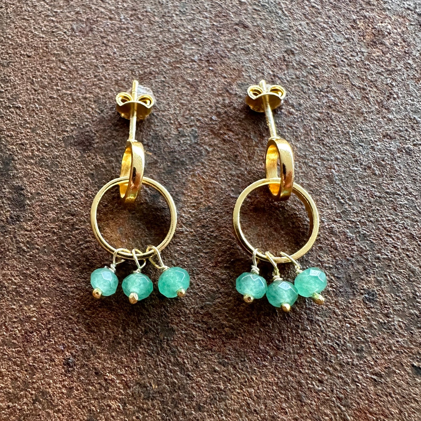 Red Sea — Amazonite: Red Sea amazonite circle earrings, Silk Road Collection, Primitive Earth Australian jewellery