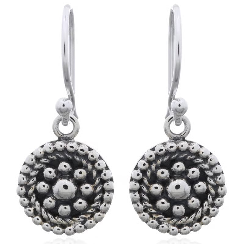 Flower design earrings, 925 silver, hook