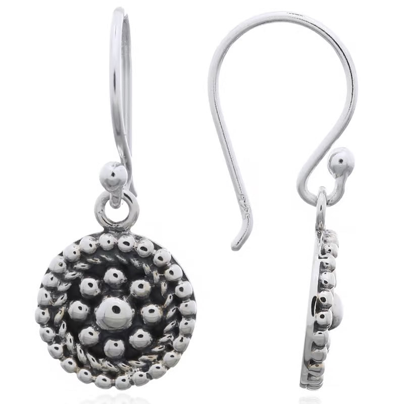 Flower design earrings, 925 silver, hook