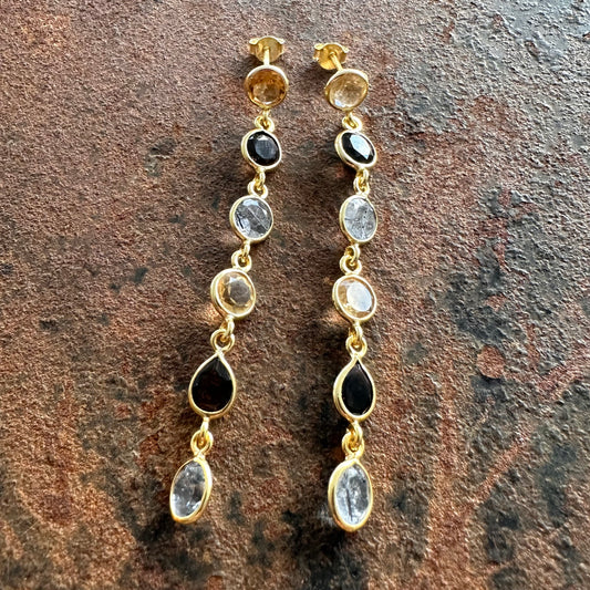 Alexandria multi-stone stud drop earrings, colourway 1, Silk Road Collection, Primitive Earth Australian jewellery