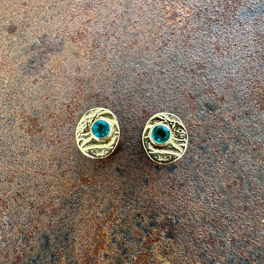 Anahita aquamarine oval stud earrings, Silk Road Collection, Primitive Earth Australian jewellery