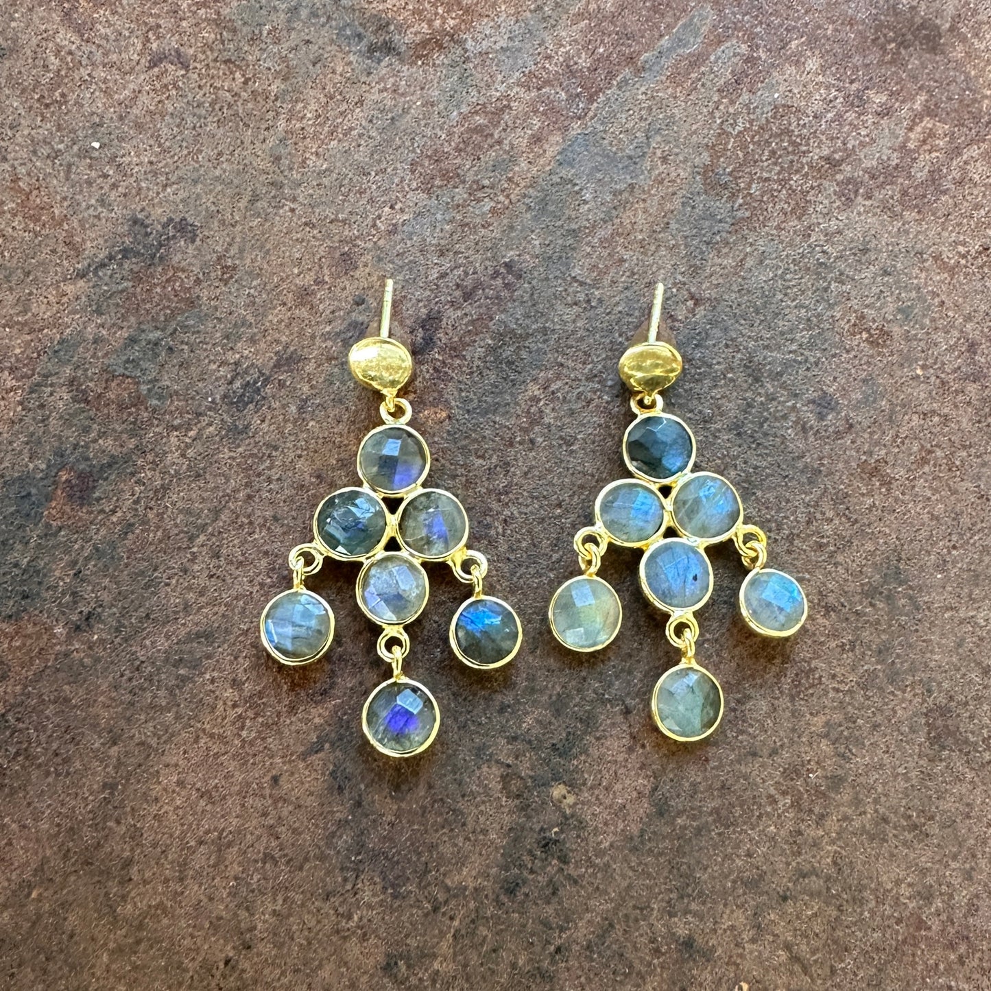 Labradorite: Babylon labradorite chandelier drop earrings, Silk Road Collection, Primitive Earth Australian jewellery