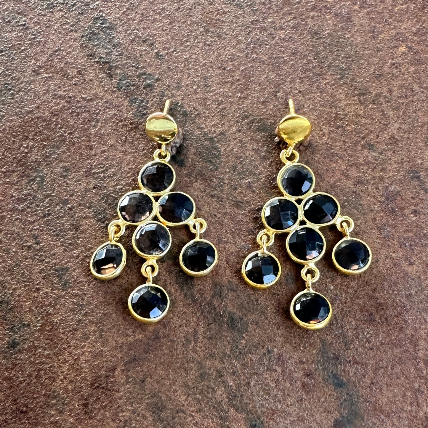 Smoky quartz: Babylon smoky quartz chandelier drop earrings, Silk Road Collection, Primitive Earth Australian jewellery