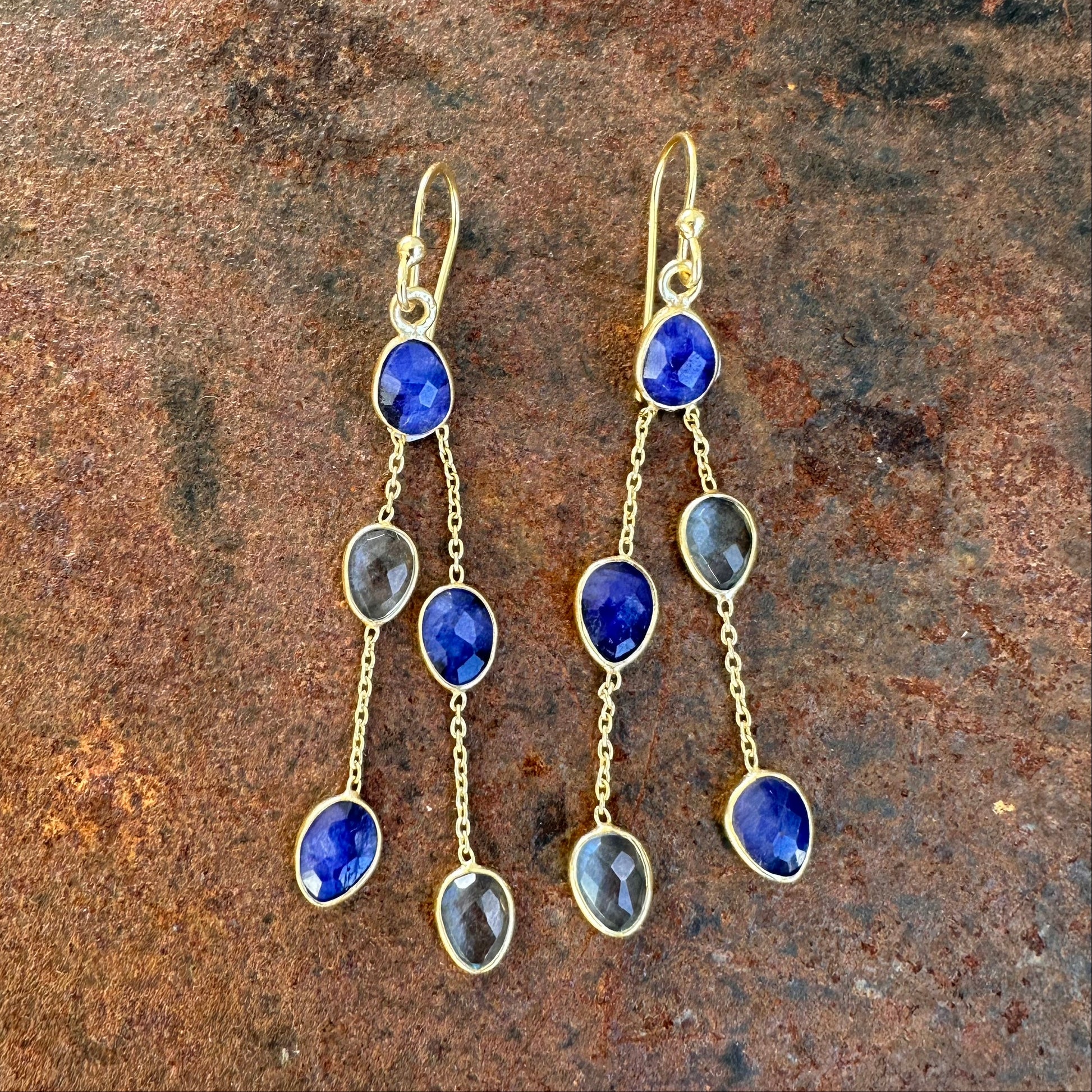 Oasis iolite and blue topaz drop earrings, Silk Road Collection, Primitive Earth Australian jewellery