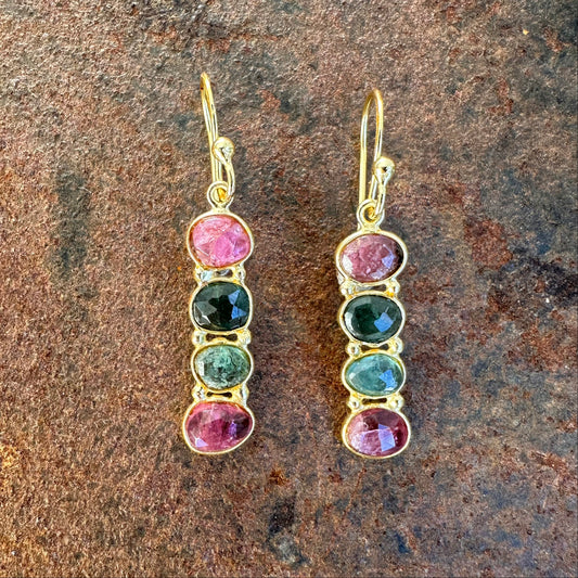 Palmyra tourmaline drop earrings, Silk Road Collection, Primitive Earth Australian jewellery